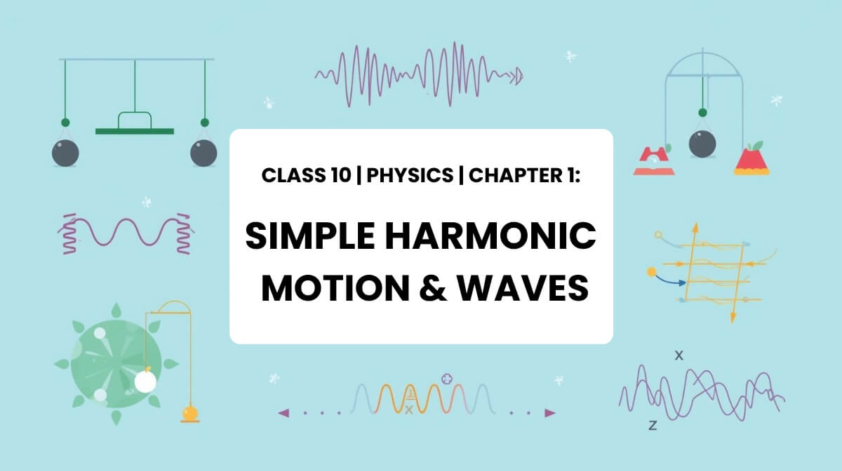 Simple Harmonic Motion and Waves illustration for Class 10 Physics chapter MCQs with central blank box